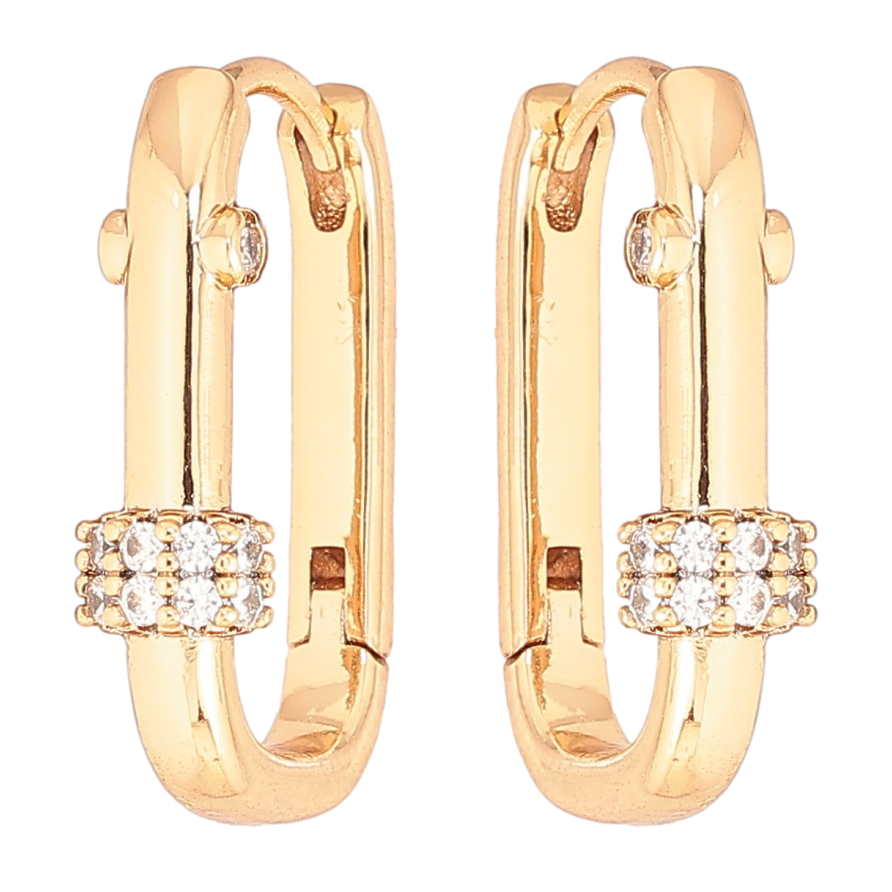 Серьги Xuping Позолота 18K колечки Овальные с цирконием фото №1 Серьги Xuping Позолота 18K колечки Овальные с цирконием фото №1