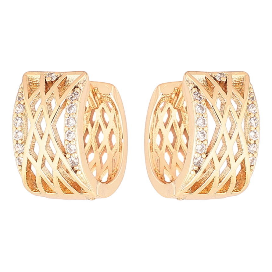 Сережки Xuping Позолота 18K колечка «Різьблений візерунок з цирконієм» фото №1