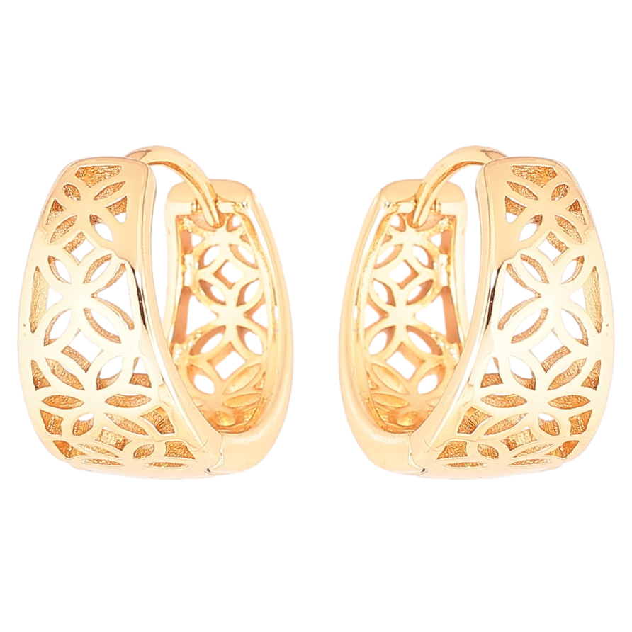 Серьги Xuping Позолота 18K колечки Резной орнамент фото №1 Серьги Xuping Позолота 18K колечки Резной орнамент фото №1