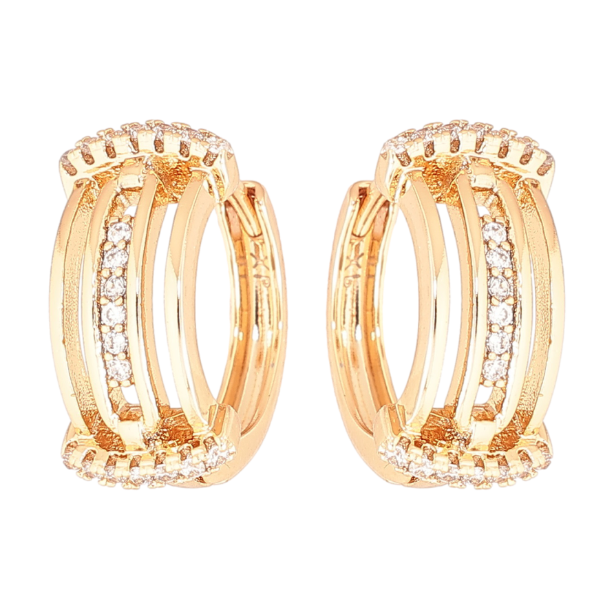 Серьги Xuping Позолота 18K колечки Узор с дорожками циркония фото №1 Серьги Xuping Позолота 18K колечки Узор с дорожками циркония фото №1