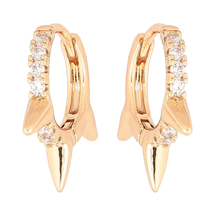 Серьги Xuping Позолота 18K колечки Дорожка циркония с шипами фото №18