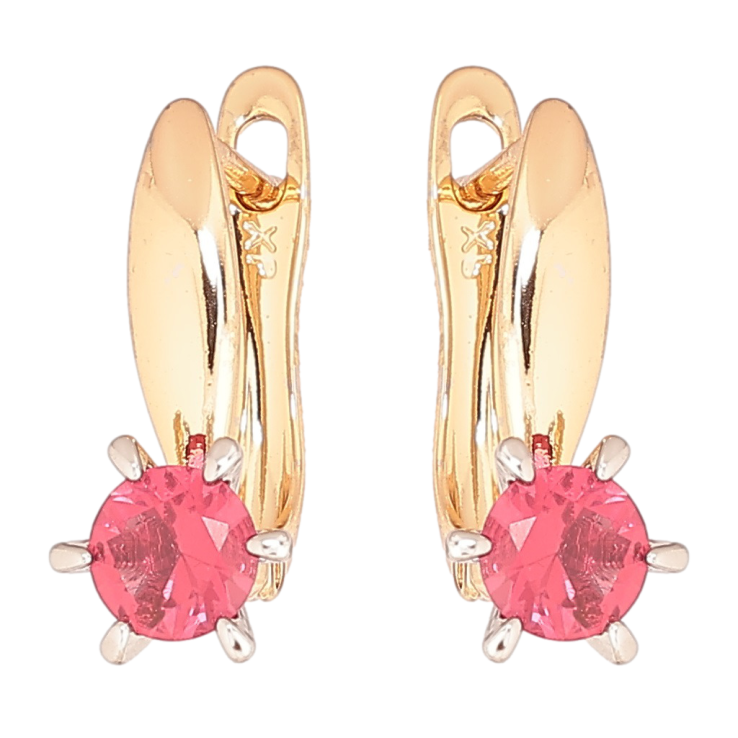 Сережки Xuping Позолота 18K + Родій англійський замок «Малинові фіаніти» фото №5