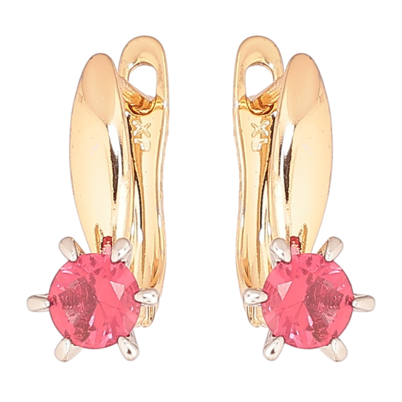 Сережки Xuping Позолота 18K + Родій англійський замок «Малинові фіаніти» фото №1