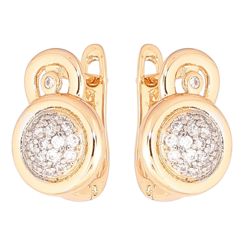 Серьги Xuping Позолота 18K + Родий английский замок Круги с цирконием фото №1