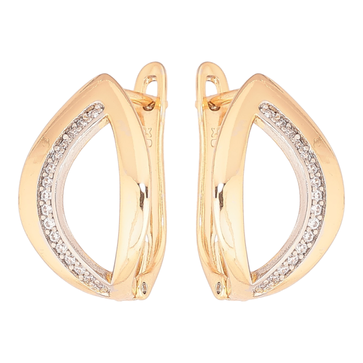 Сережки Xuping Позолота 18K + Родій англійський замок «Пелюстки з доріжками цирконію» фото №19