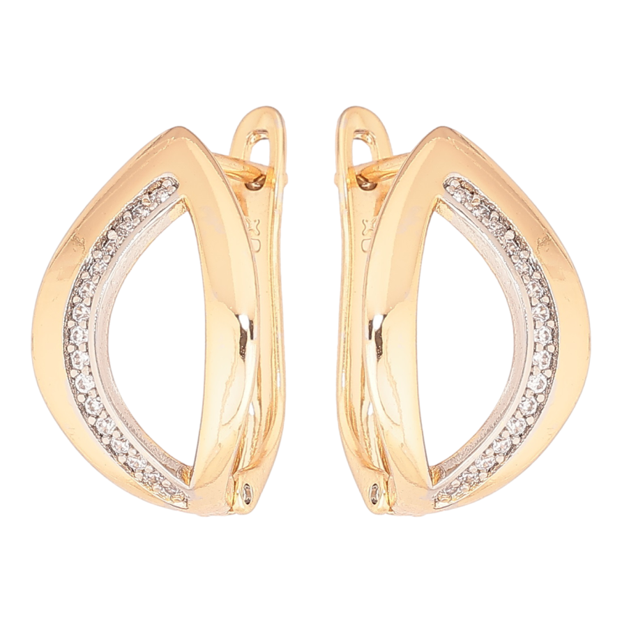 Сережки Xuping Позолота 18K + Родій англійський замок «Пелюстки з доріжками цирконію» фото №1