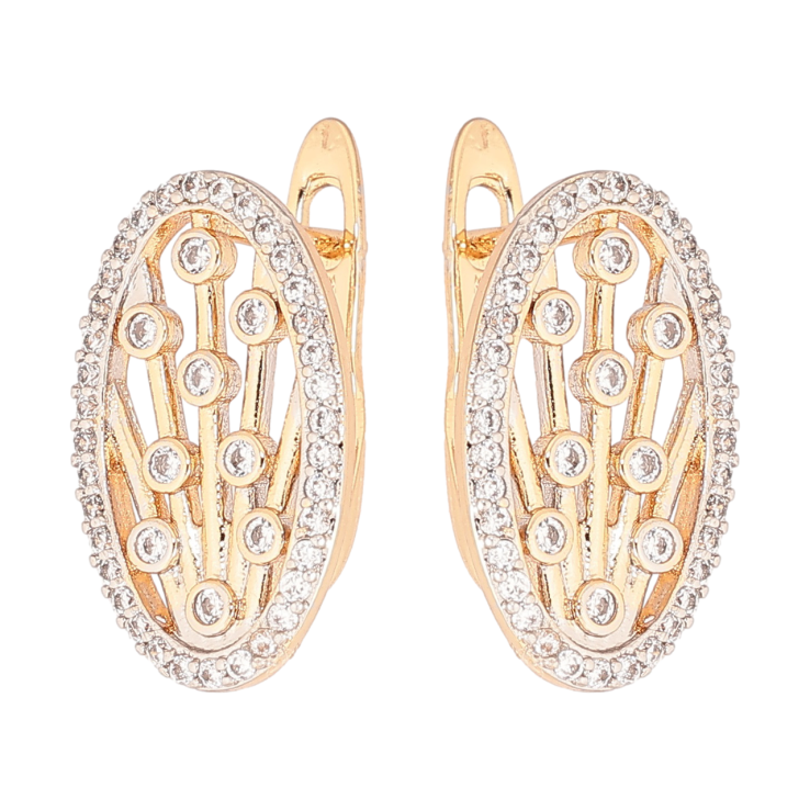 Сережки Xuping Позолота 18K + Родій англійський замок «Овали з візерунком цирконієм» фото №15