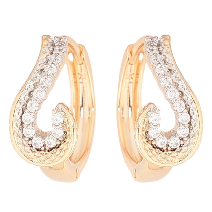 Сережки Xuping Позолота 18K + Родій колечка «Візерунок з цирконієм» фото №22