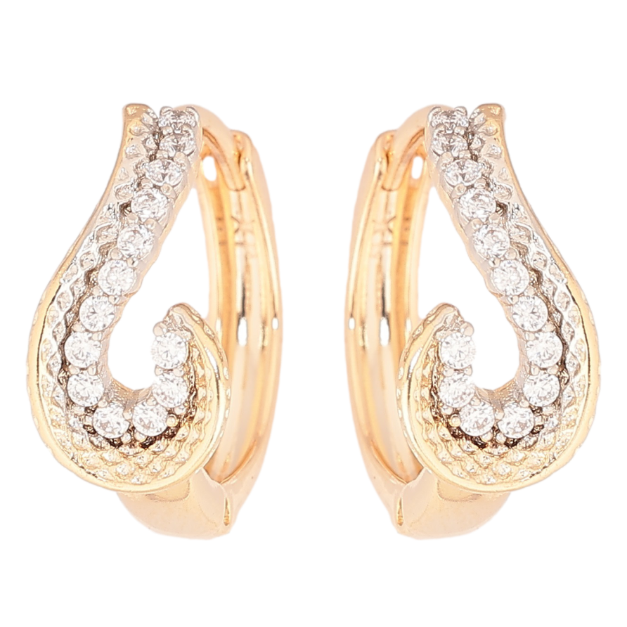 Сережки Xuping Позолота 18K + Родій колечка «Візерунок з цирконієм» фото №1