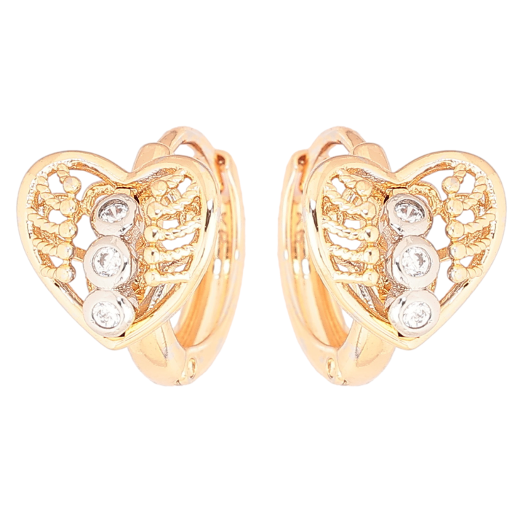 Сережки Xuping Позолота 18K + Родій колечка «Сердечка» фото №7