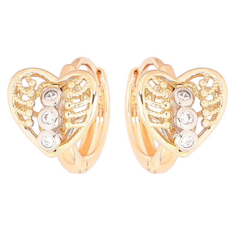 Серьги Xuping Позолота 18K + Родий колечки Сердечки фото №3