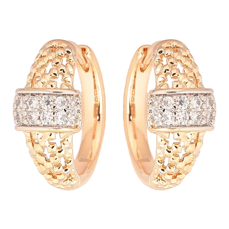 Сережки Xuping Позолота 18K + Родій колечка «Декоративний візерунок з цирконієм» фото №9