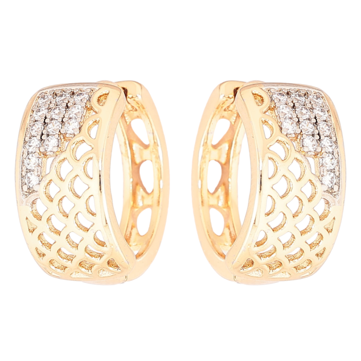 Сережки Xuping Позолота 18K + Родій колечка «Різьблений візерунок з цирконієм» фото №14