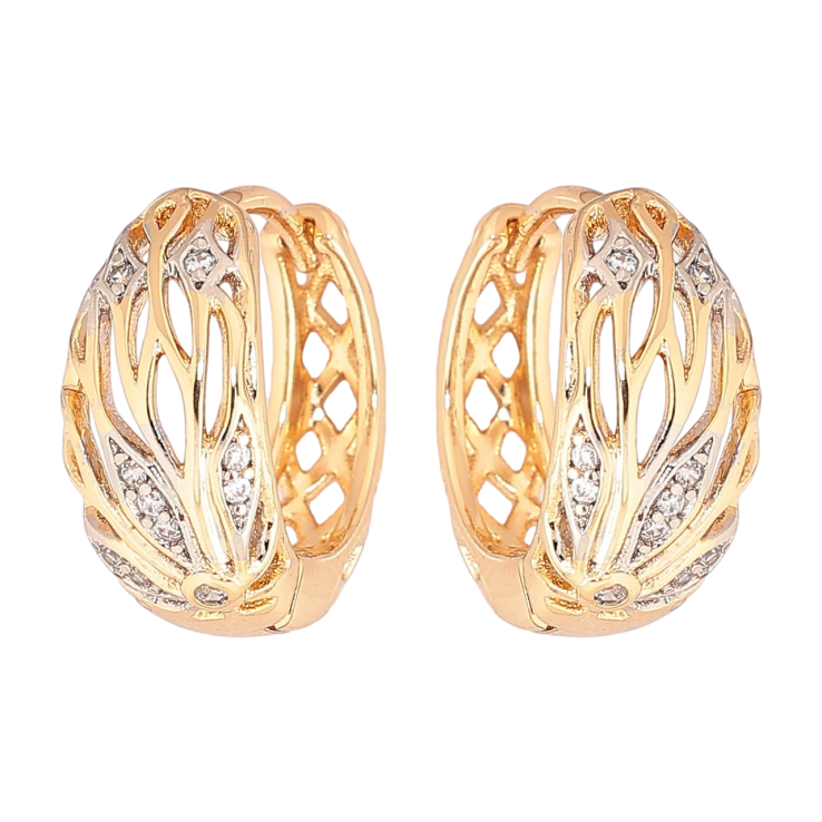 Сережки Xuping Позолота 18K + Родій колечка «Візерунок з цирконієм» фото №16