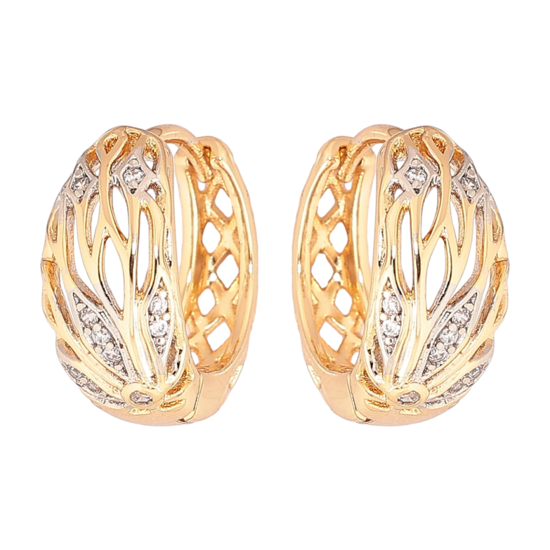 Сережки Xuping Позолота 18K + Родій колечка «Візерунок з цирконієм» фото №1