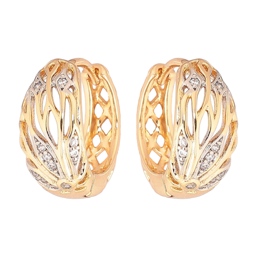 Сережки Xuping Позолота 18K + Родій колечка «Візерунок з цирконієм» фото №1