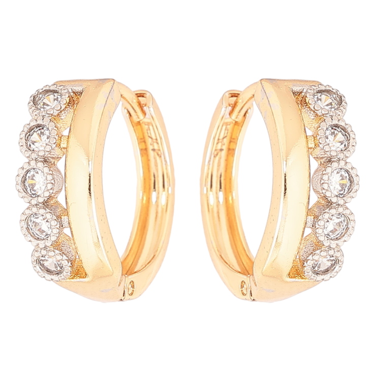 Сережки Xuping Позолота 18K + Родій колечка «Доріжки цирконію» фото №10