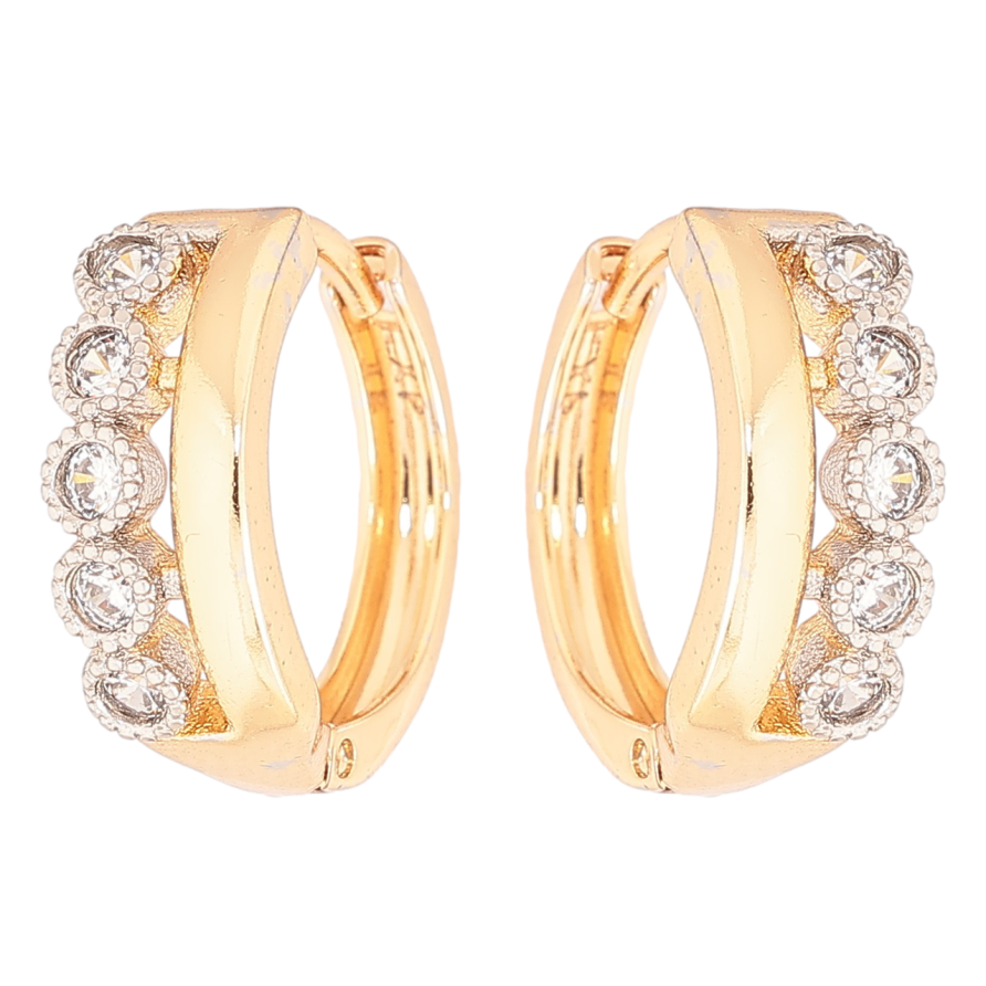 Сережки Xuping Позолота 18K + Родій колечка «Доріжки цирконію» фото №1