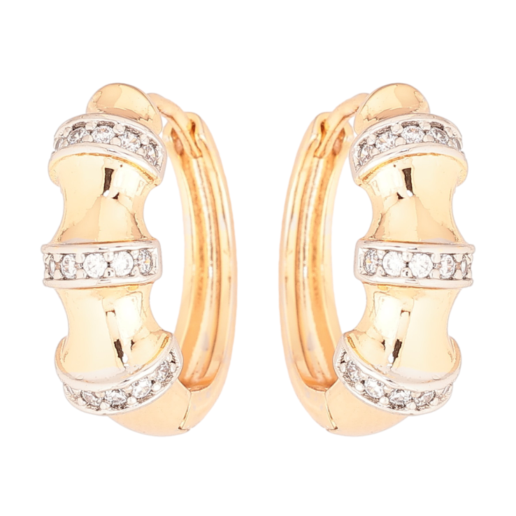 Сережки Xuping Позолота 18K + Родій колечка «Візерунок з цирконієм» фото №11