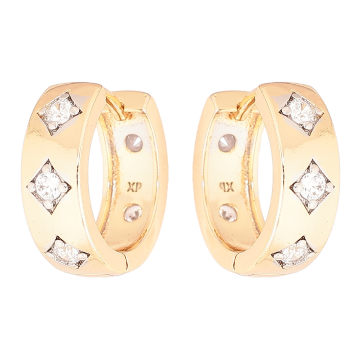 Сережки Xuping Позолота 18K + Родій колечка «Ромбовий візерунок зі вставками цирконію» фото №17