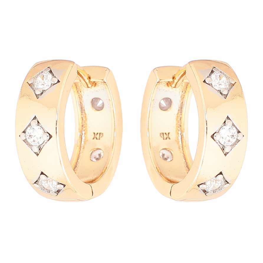 Сережки Xuping Позолота 18K + Родій колечка «Ромбовий візерунок зі вставками цирконію» фото №1