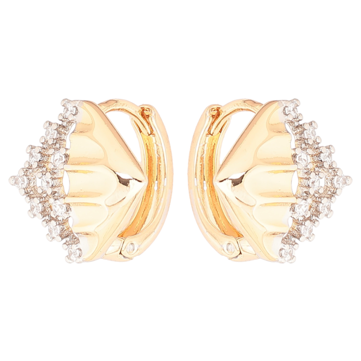 Сережки Xuping Позолота 18K + Родій колечка «Ромбовий візерунок з цирконієм» фото №8