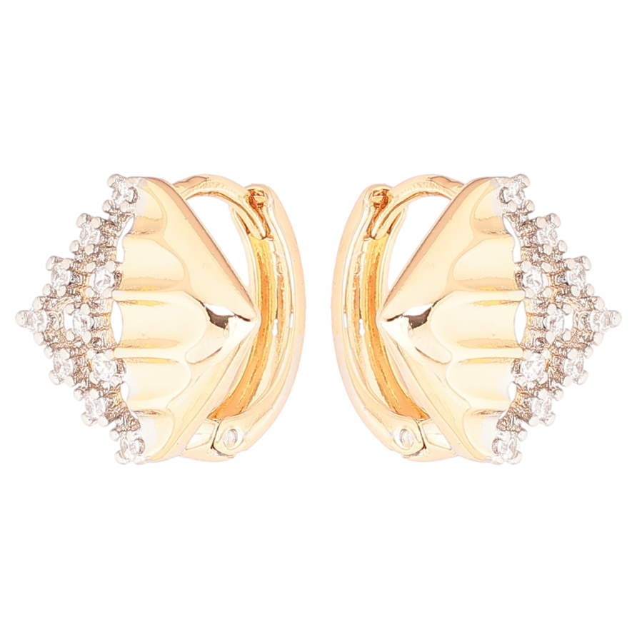 Сережки Xuping Позолота 18K + Родій колечка «Ромбовий візерунок з цирконієм» фото №1