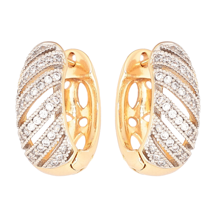 Сережки Xuping Позолота 18K + Родій колечка «Візерунок з цирконієм» фото №2