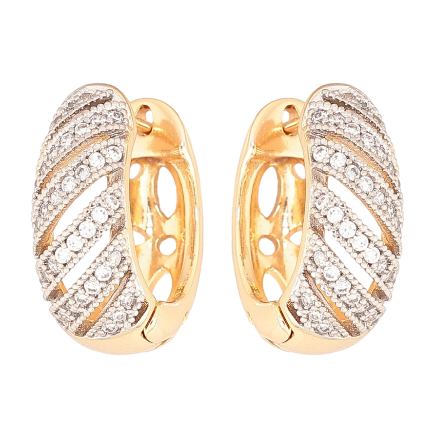 Сережки Xuping Позолота 18K + Родій колечка «Візерунок з цирконієм» фото №1