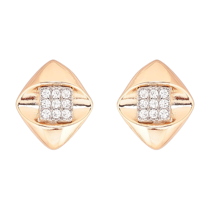 Сережки Xuping Позолота 18K + Родій пусети «Ромби з цирконієм» фото №13