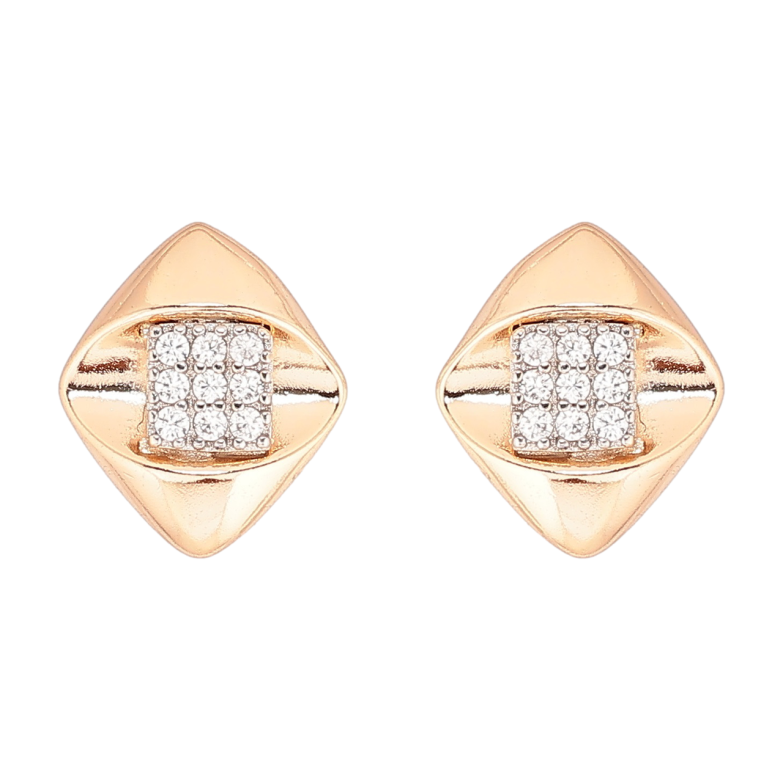Сережки Xuping Позолота 18K + Родій пусети «Ромби з цирконієм» фото №1