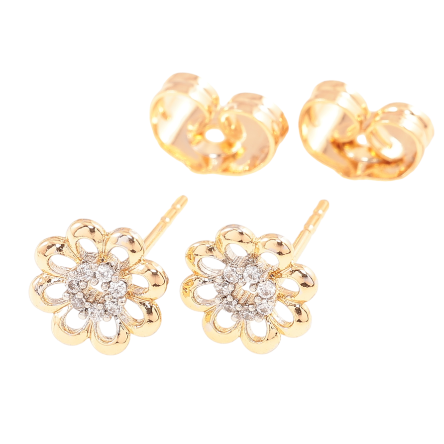 Сережки Xuping Позолота 18K + Родій пусети «Квіточки» фото №1