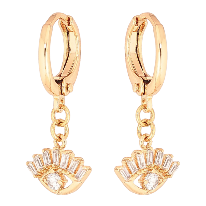 Сережки Xuping Позолота 18K підвіски на колечках «Око з цирконієм» фото №2