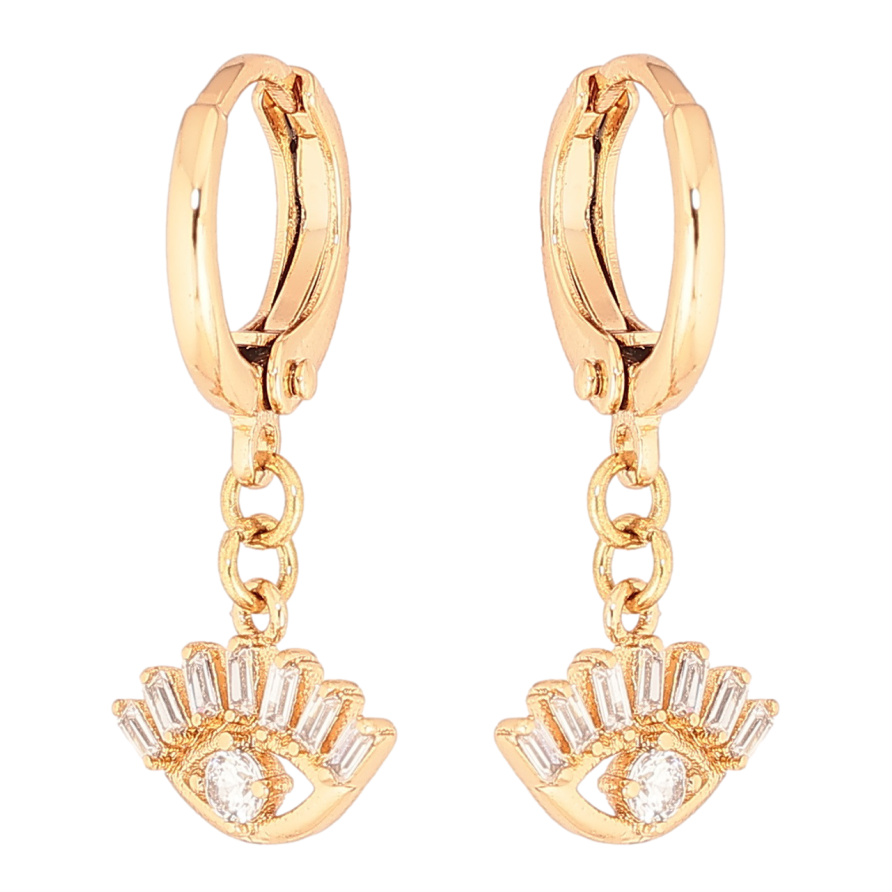 Сережки Xuping Позолота 18K підвіски на колечках «Око з цирконієм» фото №1