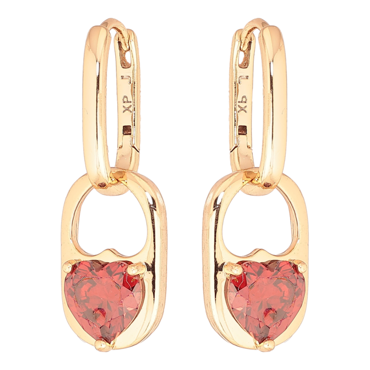 Серьги Xuping Позолота 18K подвески на колечках Подвески с красными кристальными сердечками 2 в 1 фото №13