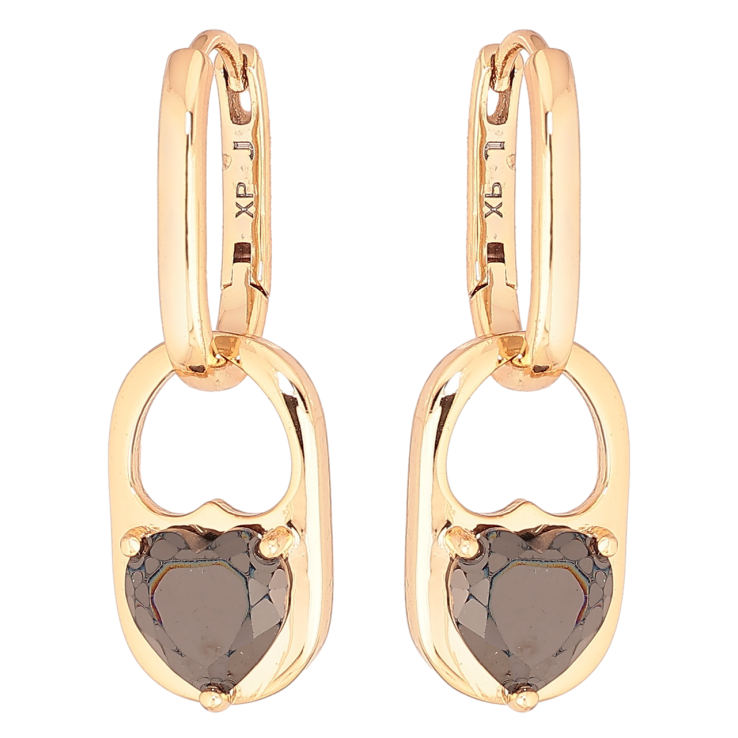 Серьги Xuping Позолота 18K подвески на колечках Подвески с черными кристальными сердечками 2 в 1 фото №22