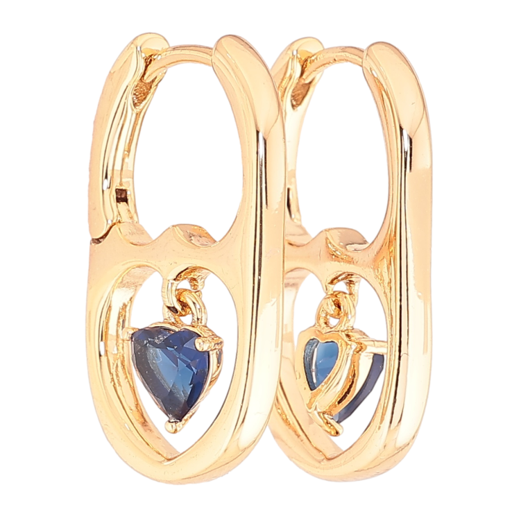 Серьги Xuping Позолота 18K подвески на колечках Подвески с синими кристальными сердечками фото №24