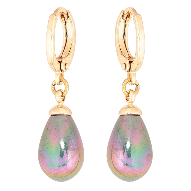 Серьги Xuping Позолота 18K подвески на колечках Черные каплевидные жемчужины фото №6