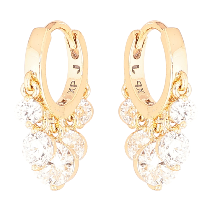 Серьги Xuping Позолота 18K подвески на колечках Кристальный блеск фото №8