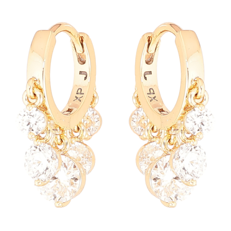 Сережки Xuping Позолота 18K підвіски на колечках «Кришталевий блиск» фото №3