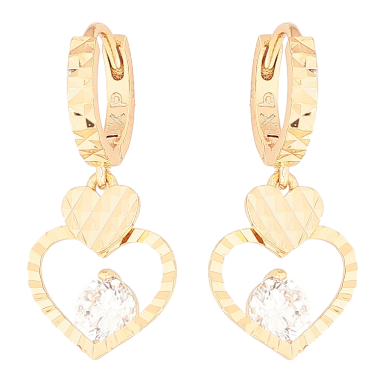 Серьги Xuping Позолота 18K подвески на колечках Сердечки с кристаллами фото №2