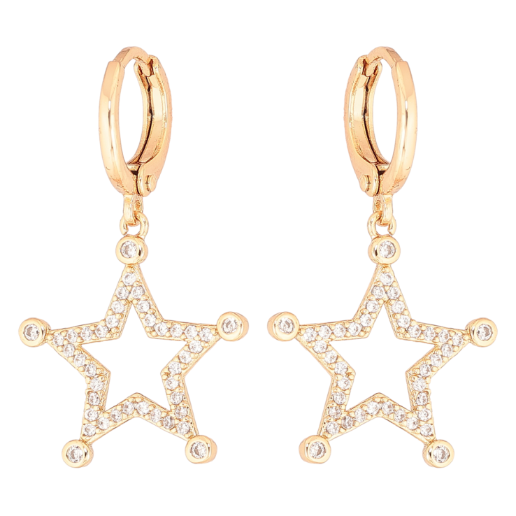 Серьги Xuping Позолота 18K подвески на колечках Звезды с цирконием фото №2