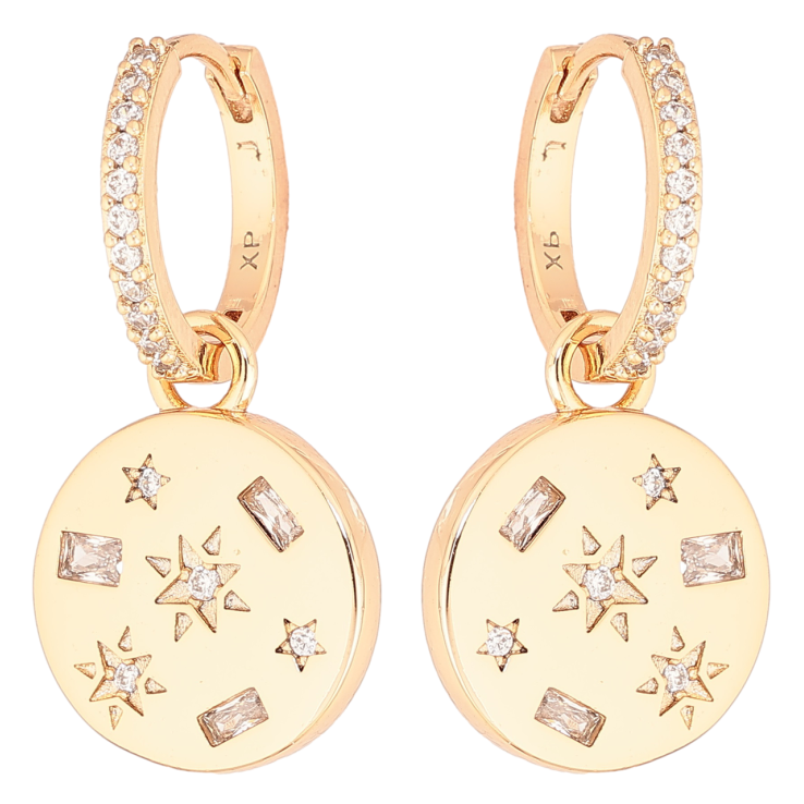 Серьги Xuping Позолота 18K подвески на колечках Звездный узор с цирконием 2 в 1 фото №4