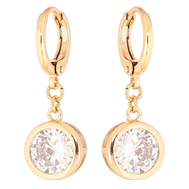 Сережки Xuping Позолота 18K підвіски на колечках «Кришталеві підвіски» ø 10мм фото №2