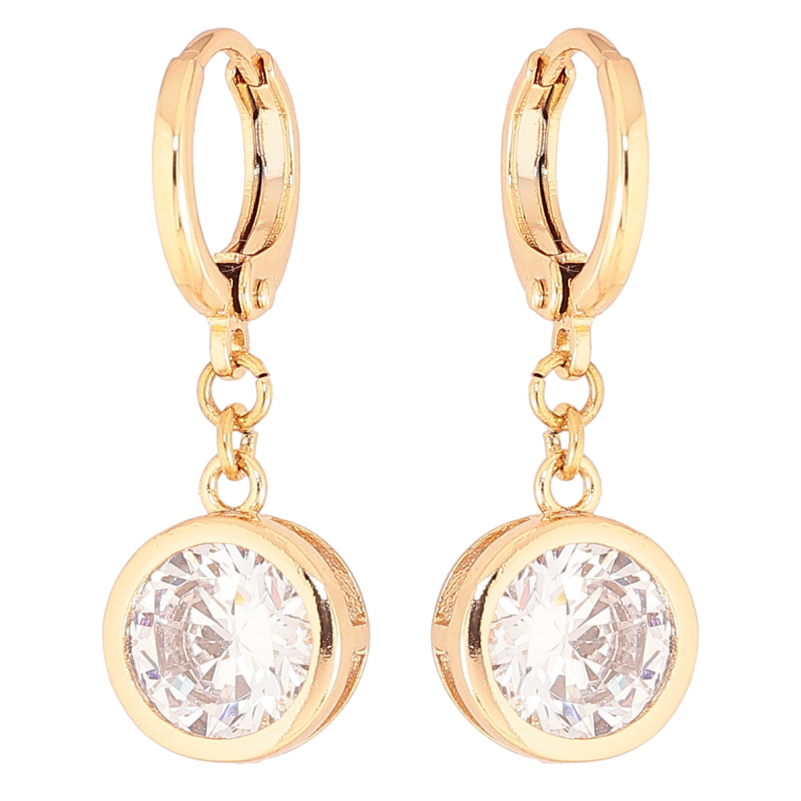 Серьги Xuping Позолота 18K подвески на колечках Кристальные подвески ø 10мм фото №1