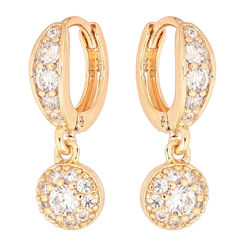 Серьги Xuping Позолота 18K подвески на колечках Инкрустация цирконием ø 6мм фото №1