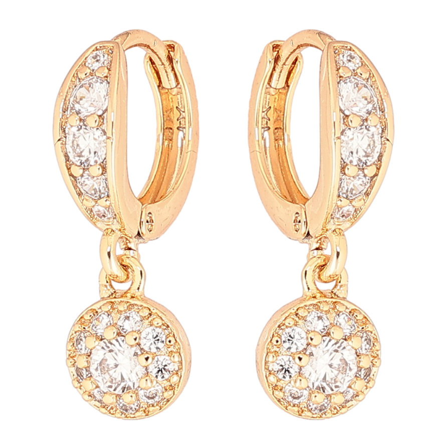 Серьги Xuping Позолота 18K подвески на колечках Инкрустация цирконием ø 6мм фото №1