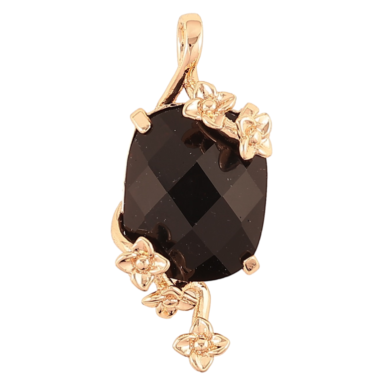 Кулон Xuping M&L Колір 18K «Квітковий візерунок з чорним кристалом для ланцюжка до 4мм фото №1 Кулон Xuping M&L Колір 18K «Квітковий візерунок з чорним кристалом для ланцюжка до 4мм фото №1