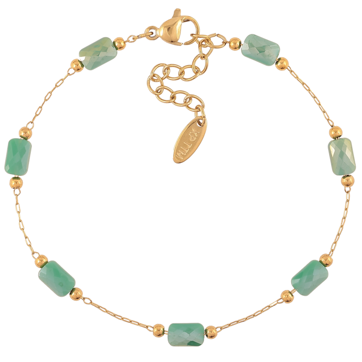 Браслет Xuping ТТМ Stainless Steel колір 14К «Ланцюжок з зеленими намистинами з доп.ланцюгом 18-21см х 1мм фото №23