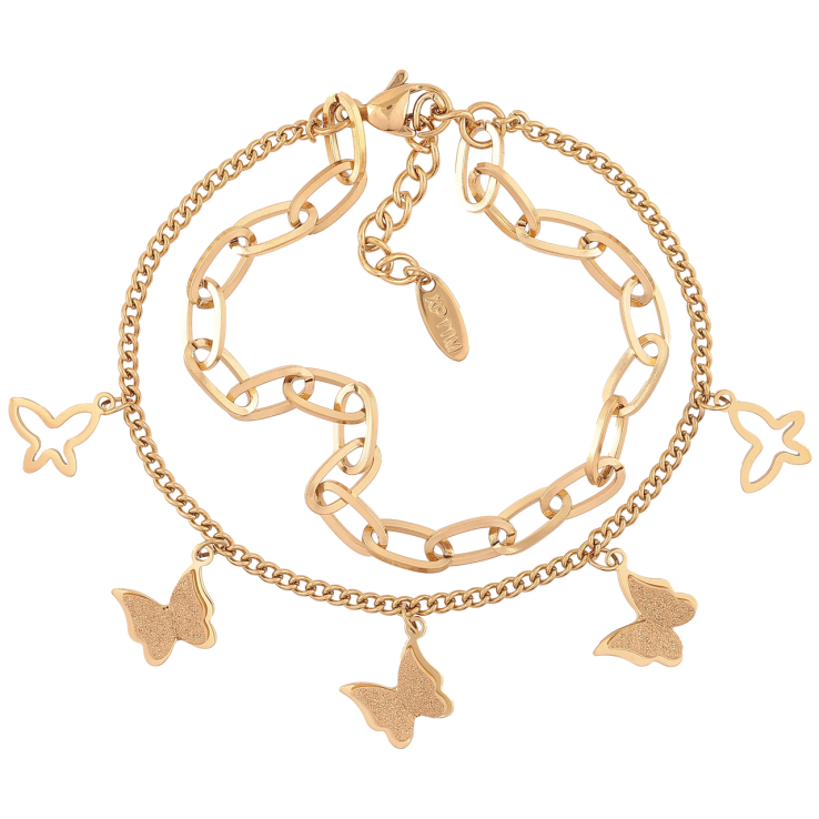 Браслет Xuping ТТМ Stainless Steel колір 14К «Подвійний ланцюжок з метеликами з доп.ланцюгом 17-20.5см х 2-4мм фото №20